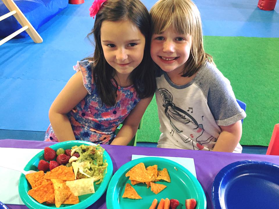 kids posing during snack time
